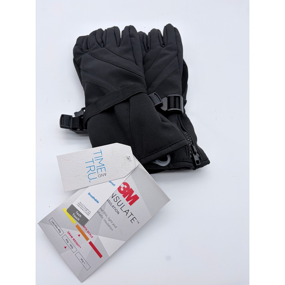Time and Tru Ski Gloves Women S/M Black 3M Thinsulate Soft Shell Waterproof Tech